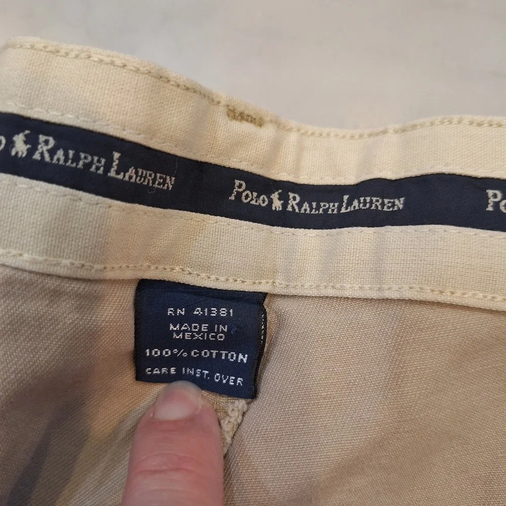 Vintage Polo Ralph Lauren Chino Pants Mens 35x29 Pleated Khaki Trousers Cotton